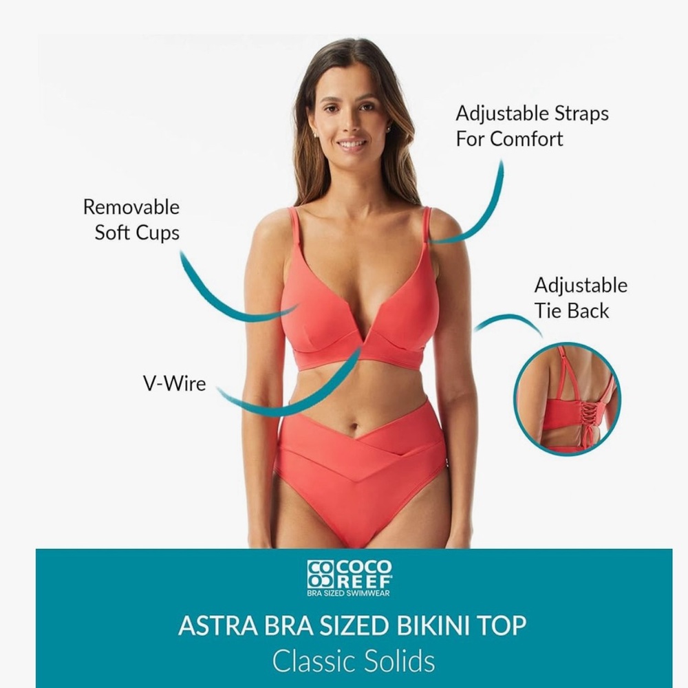 BS41. COCO REEF Astra Bra Sized Bikini Top — Criss Cross Back 32/34DD NWOT